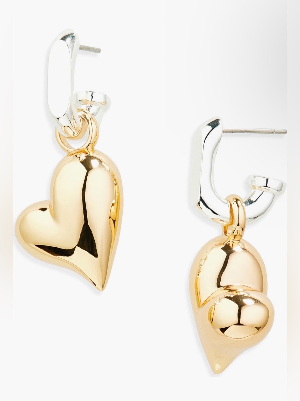 Jenny Bird Puffy Heart Drop Huggie Hoop Earrings
